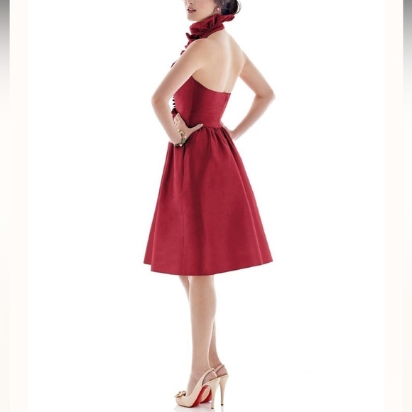 Alfred Sung ruffle Halter Retro style D470 special occasion dress Sz 6 - Picture 9 of 9